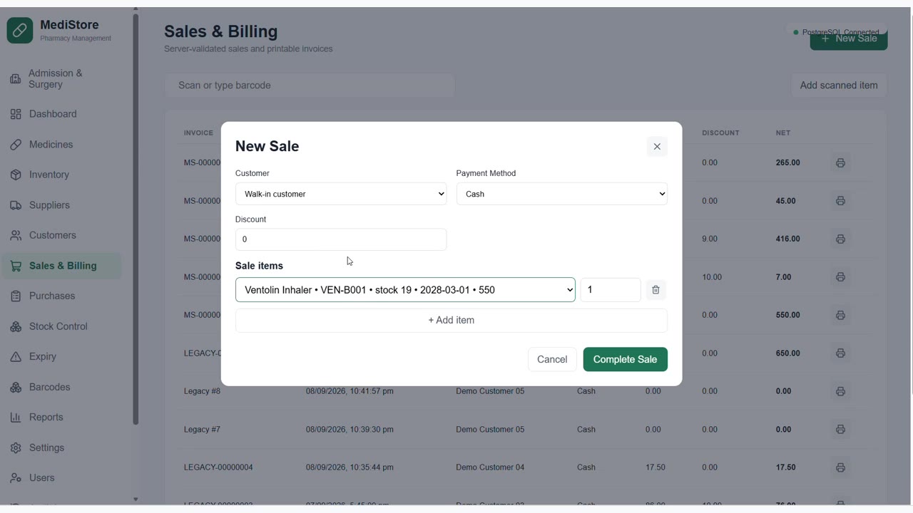 Point of sale: picking a batch for a sale